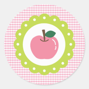 Girly Pink Apple Runder Aufkleber