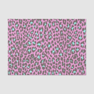 Girly Pink Aqua Black Leopard Tierdruckmuster Seidenpapier