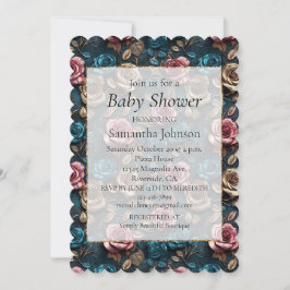 Girly Pink Aqua Champagne Gold Rose Einladung