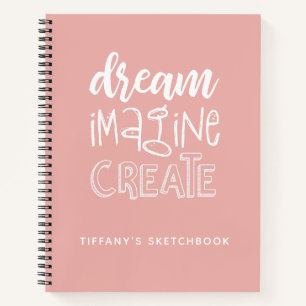 Girly Pink Artist Sketchbook mit Name Notizbuch