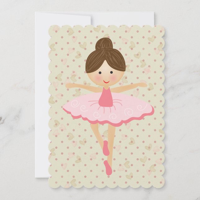 Girly Pink Ballerina Einladung (Vorderseite)