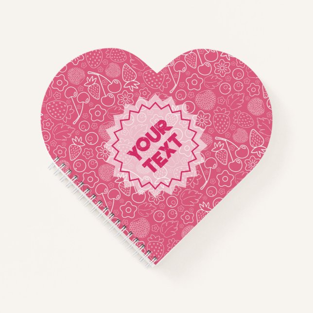 Girly Pink Berry Strawberry Cherry Modern. Notizbuch (Vorderseite)