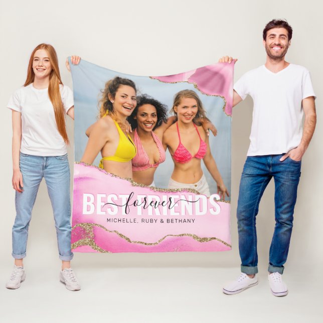 Girly Pink Best Friends Forever Foto Fleecedecke (Beispiel)