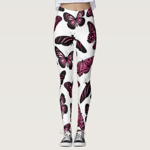 Girly Pink Black Butterfells Wasserfarbenmuster Leggings