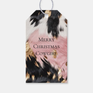 Girly Pink Black Gold Cowgirl Cowhide Geschenkanhänger