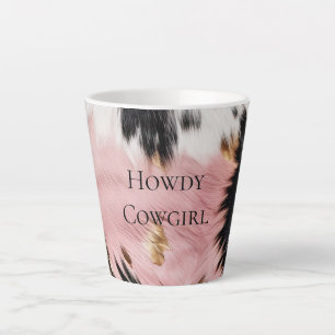 Girly Pink Black Gold Cowgirl Cowhide Milchtasse