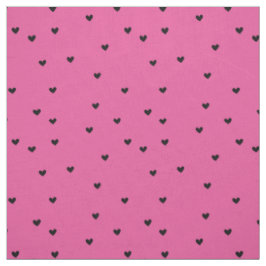 Girly Pink Black Hearts Stoff