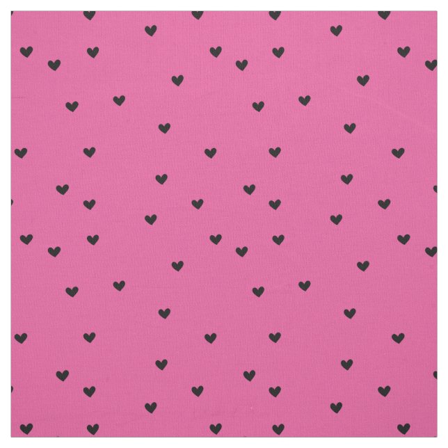 Girly Pink Black Hearts Stoff (Muster)