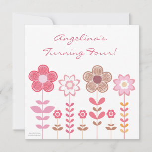 Girly Pink Blume Custom Geburtstagseinladung Einladung