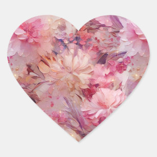Girly Pink-Blume Herz-Aufkleber
