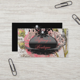 Girly Pink Blumen vintage Paris Modesalon Visitenkarte