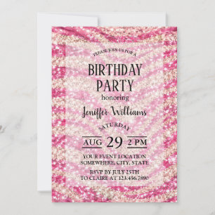 Girly Pink Blush Glitter Zebra-Muster Einladung