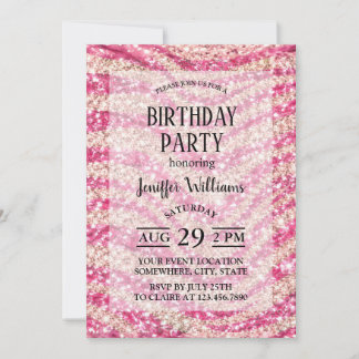 Girly Pink Blush Glitter Zebra-Muster             Einladung