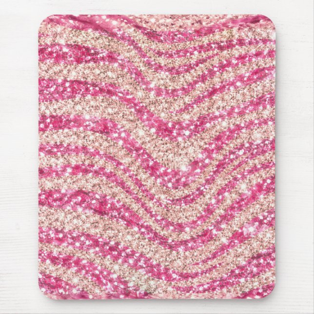 Girly Pink Blush Glitter Zebra Pattern             Mousepad (Vorne)