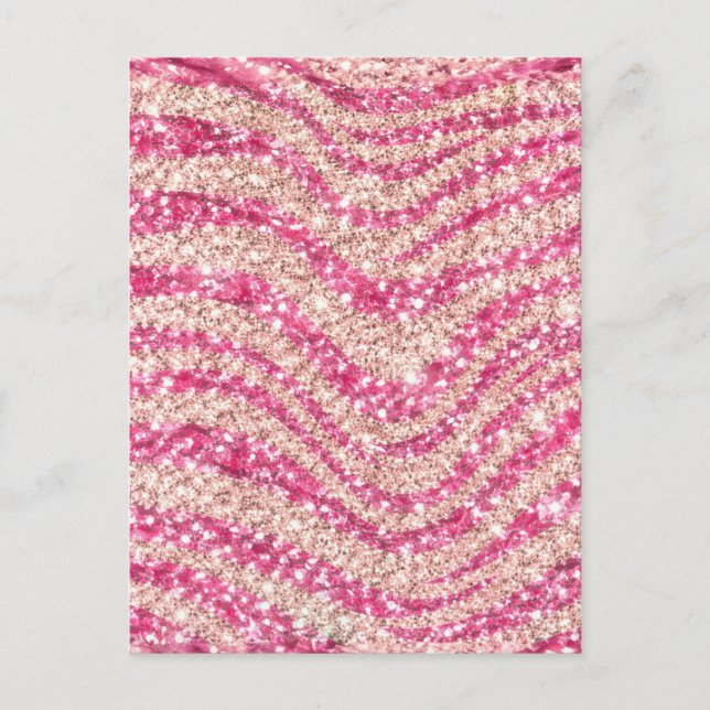 Girly Pink Blush Glitter Zebra Pattern             Postkarte (Vorderseite)