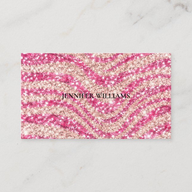Girly Pink Blush Glitter Zebra Pattern             Visitenkarte (Vorderseite)