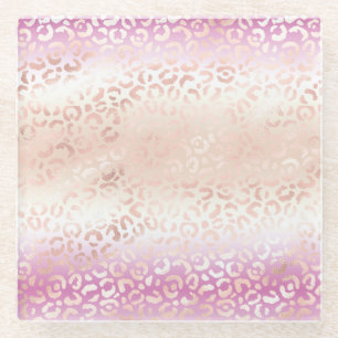 Girly Pink Blush Pfirsich Glam Leoparden Druck Tie Glasuntersetzer