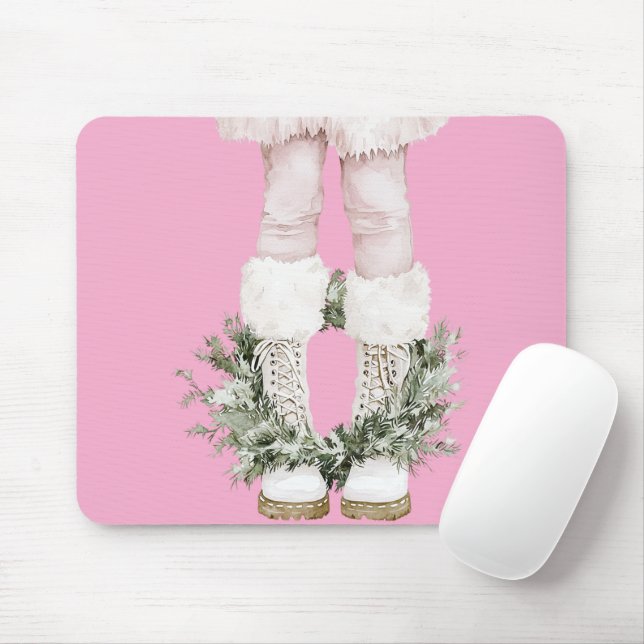 Girly Pink Boots Legs Mousepad (Mit Mouse)