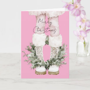 Girly Pink Boots Legs Weihnachten Karte