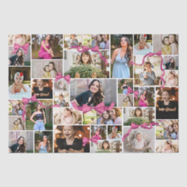 Girly Pink Bow 12 Wiederholte Fotos in einer Colla Seidenpapier