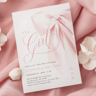Girly Pink Bow Babydusche Einladung