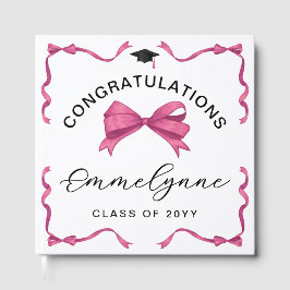 Girly Pink Bow Gratulation Graduate Gästebuch