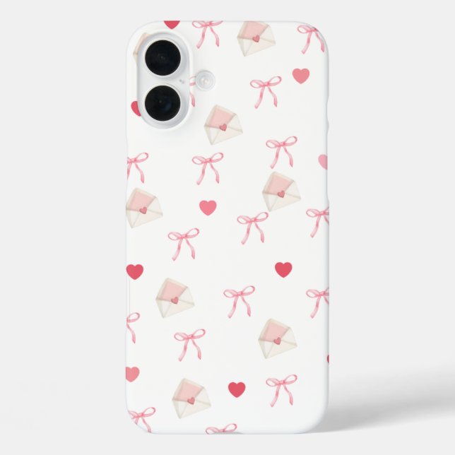Girly Pink Bow und Heart iPhone Case - Niedlich St (Rückseite)