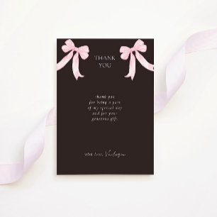 Girly Pink Bows Elegantes Brautparty Dankeskarte