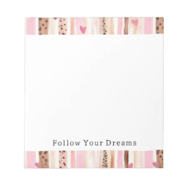 Girly Pink Brown Leopard Druckerhitze Streifen Notizblock