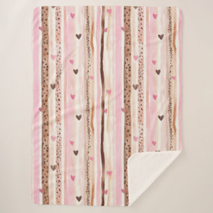 Girly Pink Brown Leopard Druckerhitze Streifen Sherpadecke