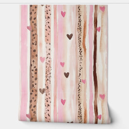 Girly Pink Brown Leopard Druckerhitze Streifen Tapete