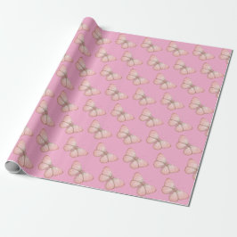Girly Pink Butterflies Birthday Geschenkpapier