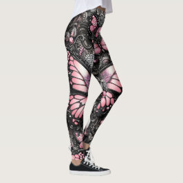 Girly Pink Butterfly Abstrakt Chic Leggings