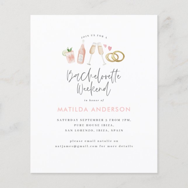 Girly Pink Champagne Bachelorette Flyer (Vorne)