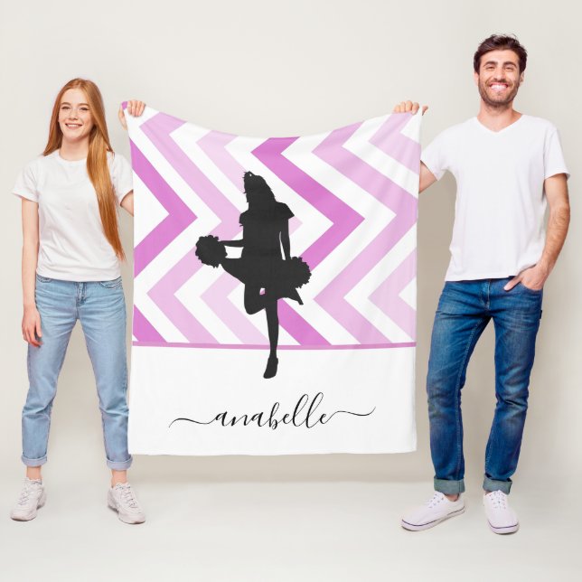 Girly Pink Cheerleader Silhouette Cheerleader Coac Fleecedecke (Beispiel)