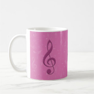 Girly Pink Clef und Musical Notes Kaffeetasse
