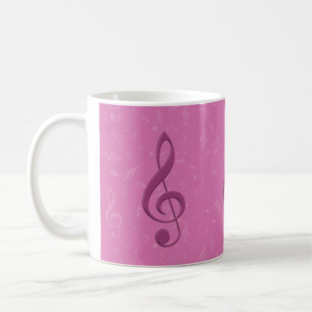 Girly Pink Clef und Musical Notes Kaffeetasse (Links)