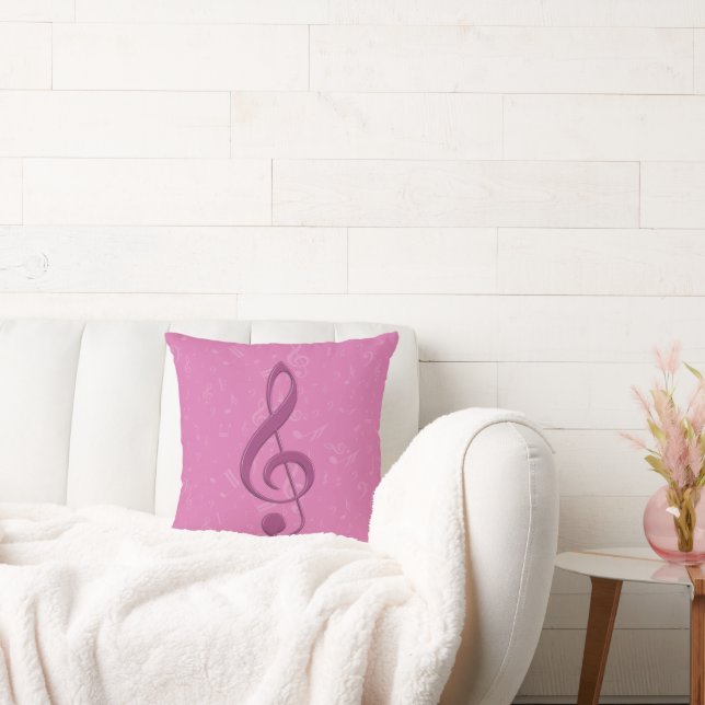 Girly Pink Clef und Musical Notes Kissen (Liege)
