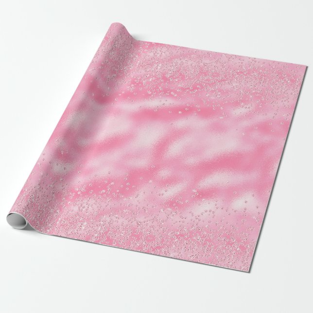 Girly Pink Confetti Diamond Sparkle Geschenkpapier (Ungerollt)