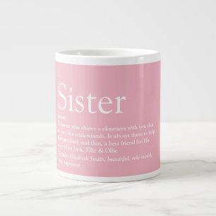 Girly Pink Cool Fun Beste je Schwester Definition Jumbo-Tasse