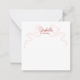 Girly Pink Coquette Bow Calligraphy Mitteilungskarte
