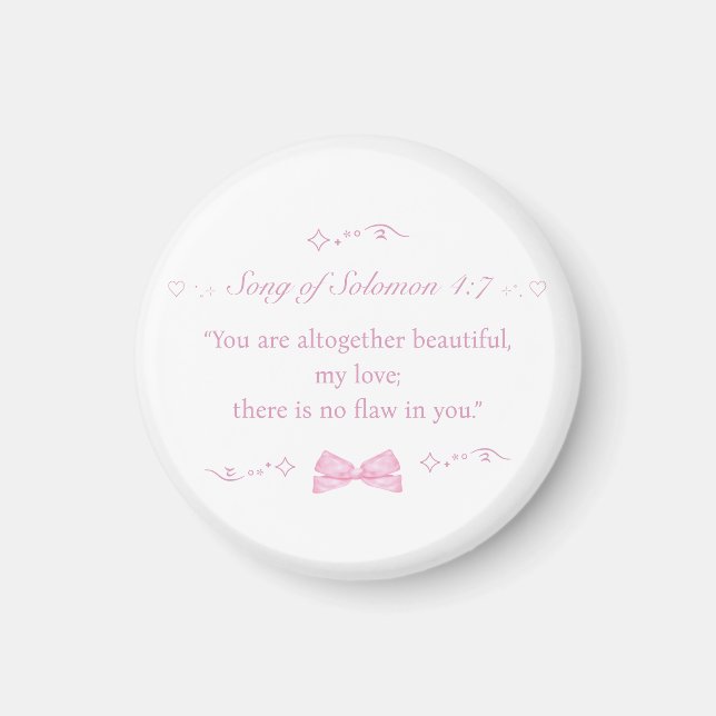 Girly Pink Coquette Bow Christlich Bible Verse Magnet (Vorne)