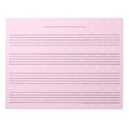 Girly Pink Dots Extra Wide Rule Kids Music Paper Notizblock