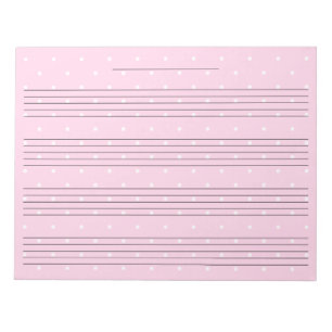 Girly Pink Dots Extra Wide Rule Kids Music Paper Notizblock