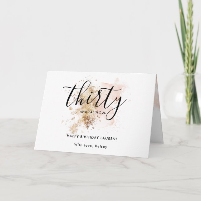 Girly Pink Dreißig und fabelhaft 30. Geburtstag Karte (Vorderseite)