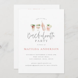 Girly Pink Drinks Bacheloretour Ankündigung