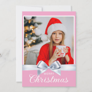 Girly Pink ein Foto Frohe Weihnachtsgrüße Feiertagskarte