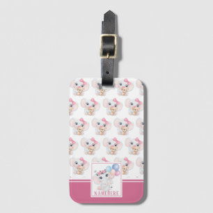 Girly Pink Elephant mit Bow und Balloon Muster Gepäckanhänger