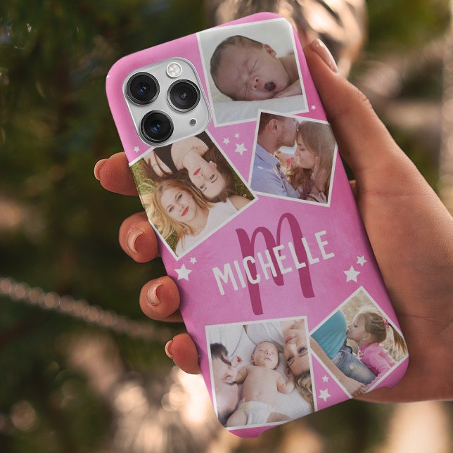 Girly Pink Familie FotoCollage Case-Mate iPhone Hülle (Von Creator hochgeladen)