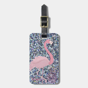 Girly Pink Flamingo, Ananas, Glitzer Personalisier Gepäckanhänger